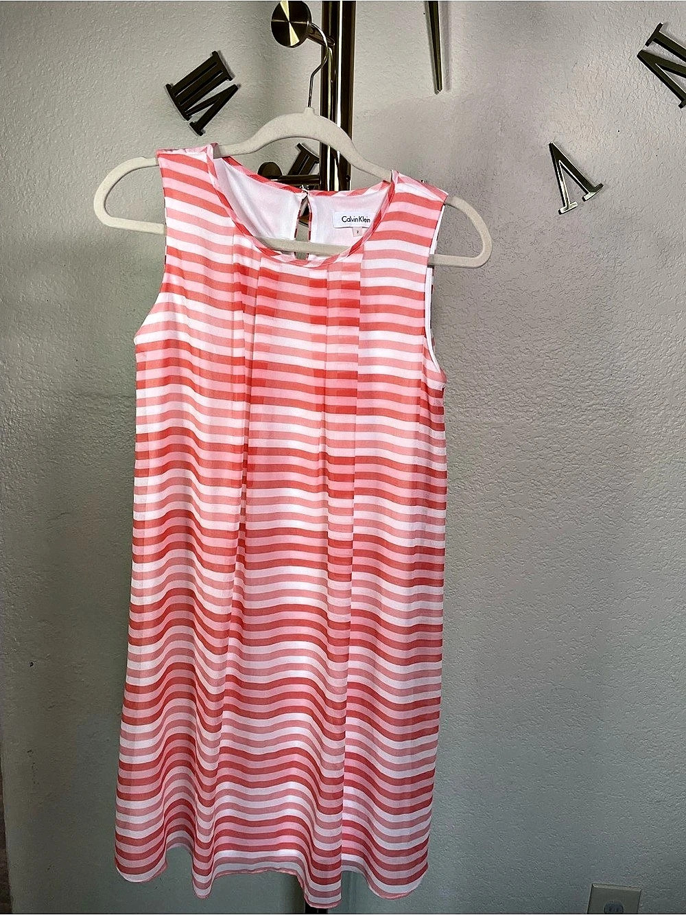 Calvin Klein Striped Mini Dress in Pink & White Like New
